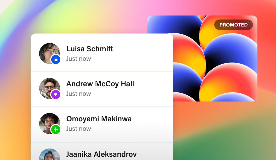 User interface of people appreciating, commenting, and following Behance content over a boosted project cover